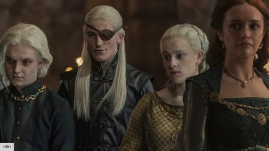 Alicent, Aegon, Aemond, Helaena in House of the Dragon