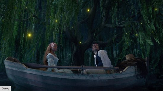 ariel and eric in the boat in the little mermaid