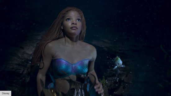 halle bailey as ariel and flounder in the little mermaid
