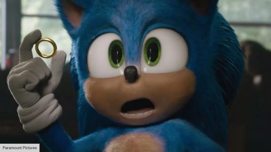 A picture of Sonic the Hedgehog in the 2020 movie Sonic the Hedgehog 