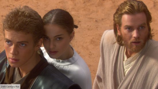 Anakin Padme and Obi-Wan in Attack of the Clones