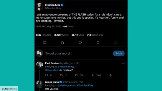 Stephen King's The Flash tweet