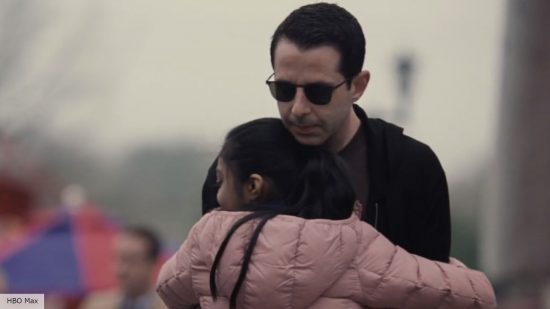 Succession season 4: Kendall Roy being hugged by his daughter Sophie