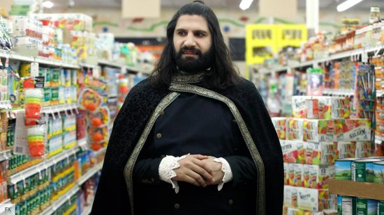 What We Do In the Shadows cast and characters: Kayvan Novak as Nandor the Relentless in a supermarket 