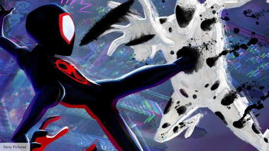 Miles Morales (Shameik Moore) fights The Spotin Across the Spider-Verse