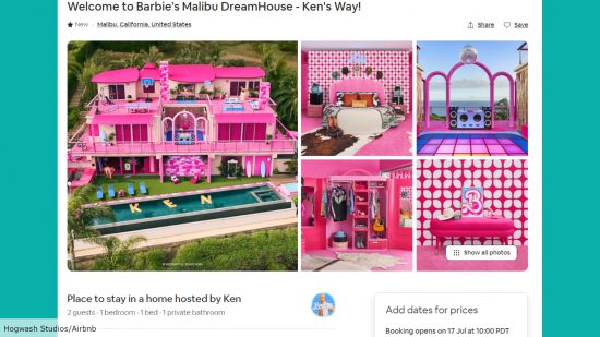 Barbie Dreamhouse Airbnb listing