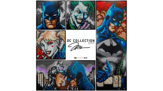 Best Lego Batman sets: the Jim Lee Collection. Image shows many Batman related images which can be created with the Jim Lee Collection set.