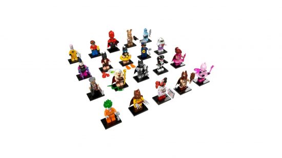 Best Lego Batman sets: the Lego Batman minifigure collection all lined up in rows.