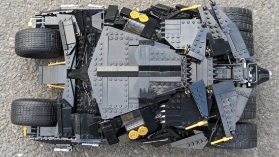 Best Lego sets based on movies and TV: Dark Knight Tumbler. Image shows the vehicle from above.
