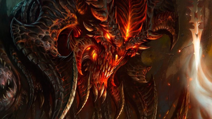 A close up of the demon Diablo in the video game series