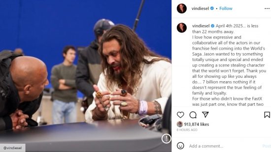 Fast 11 release date shared via Vin Diesel's Instagram 