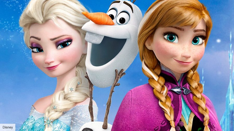 Elsa, Anna, and Olaf in Frozen