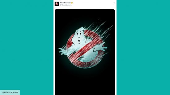 A screenshot of a Twitter post from the Ghostbusters account for their new logo for Ghostbusters 4