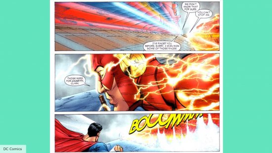 The Flash races Superman