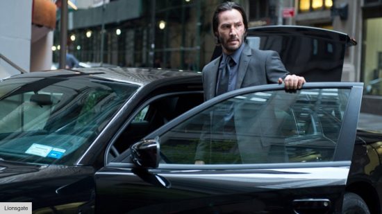 keanu reeves as john wick with a car