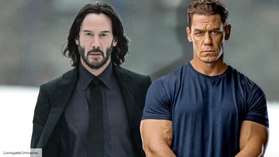 Keanu Reeves is literally in Jon Cena's shadow