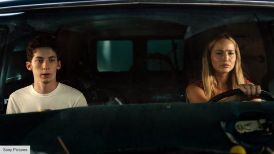 How to watch No Hard Feelings: Maddie and Percy in a car in the movie No Hard Feelings