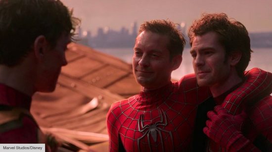 Spider-Man movies in order: Tom Holland, Tobey Mcguire and Andrew Garfield as Peter Parker in No Way Home