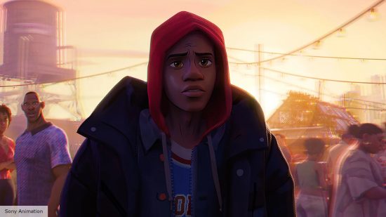 Spider-Verse 3 release date: Miles wearing a red hoodie in Spider-verse 2