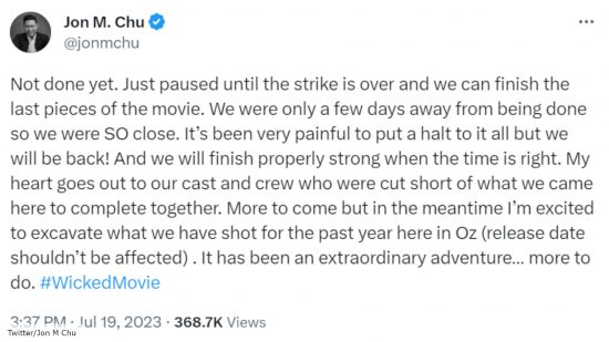 Jon M Chu updates on the Wicked movie release date