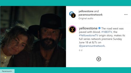 Yellowstone 1883 Paramount Instagram announcement