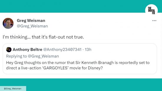 Greg Weisman's tweet