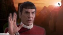 Leonard Nimoy as Spock doing the Vulcan salute