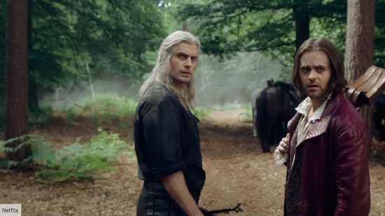 Henry Cavill and Joey Batey as Geralt and Jaskier in The Witcher