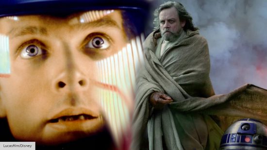 Mark Hamill as Luke Skywalker in Star Wars The Last Jedi and 2001: A Space Odyssey