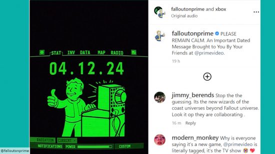 Fallout series' Instagram post