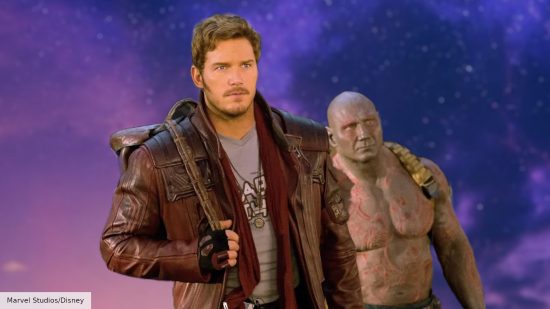 Guardians of the Galaxy cast: Chris Pratt as Peter and Dave Bautista as Drax