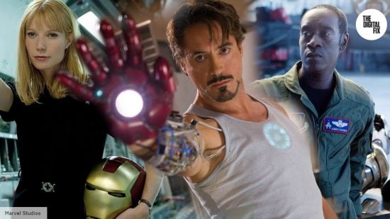 Iron Man cast, Gwyneth Paltrow, Robert Downey Jr., and Don Cheadle