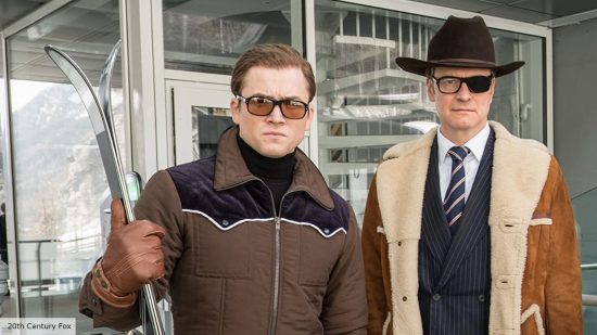 Kingsman 3 release date: Harry and Gary holding skis 
