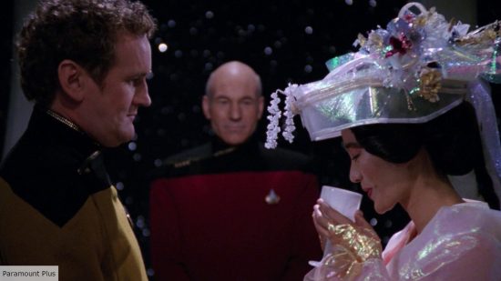 Star Trek The Next Generation cast Rosalind Chao as Keiko O'Brien getting married to Miles
