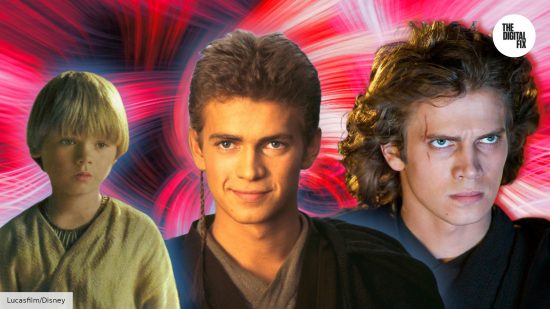 Jake Lloyd and Hayden Christensen as different versions of Anakin Skywalker from Star Wars