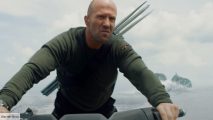 The Meg 2 cinema formats 3D Jason Statham on jet ski chased by shark