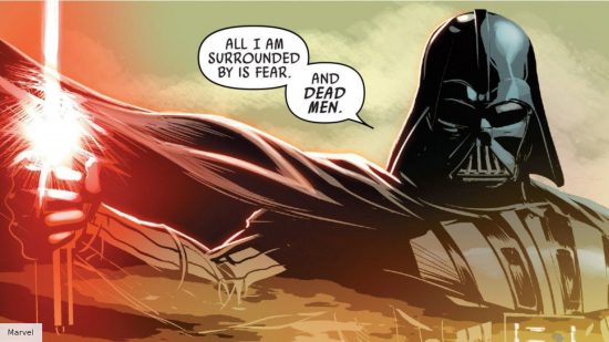 Darth Vader saying "All I am surrrounded by is fear. And dead men." in Vader Down