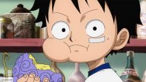 One Piece: Luffy as a kid eating a Devil Fruit