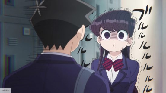 Best anime: Komi shivering with nerves in Komi Can't Communicate
