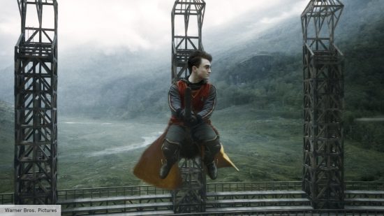 Daniel Radcliffe takes to the skies as Harry Potter for a Quidditch match