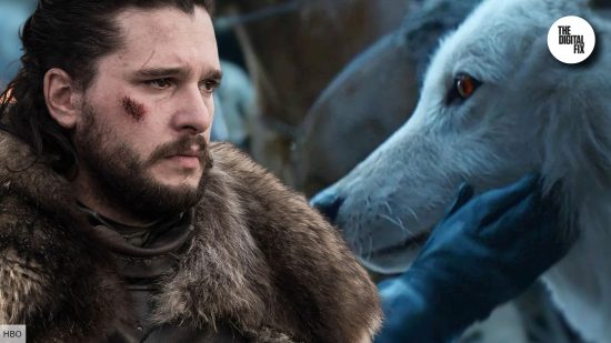 Jon Snow in Game of Thrones with Ghost