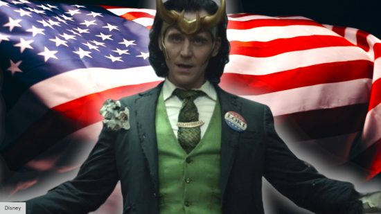 Tom Hiddlestone as President Loki in the Disney Plus show