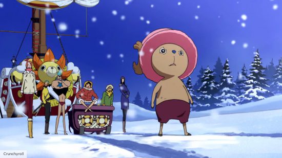 One Piece season 2 arcs: Chopper in the snow during the Drum Island arc in One Piece 