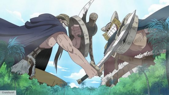One Piece season 2 arcs: two giants fighting each other in the Little Garden arc in One Piece 