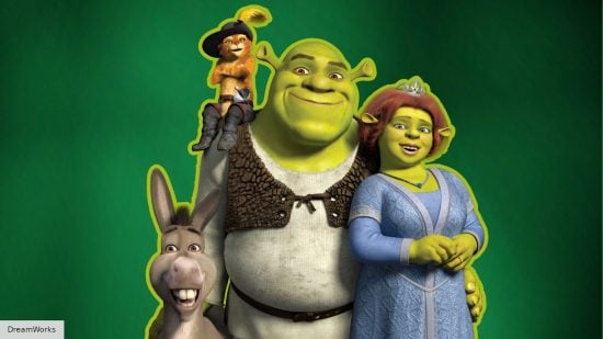 Shrek, Puss, Fiona, and Donkey in the Shrek 2 cast