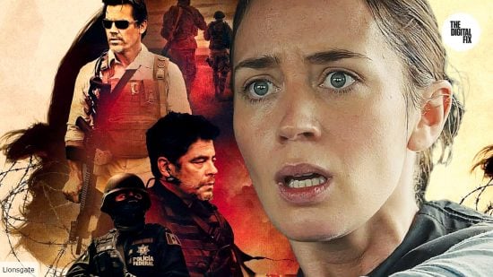 Sicario 3 release date: Emily Blunt as Kate Mercer in front of Sicario poster