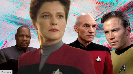 Sisko, Janeway, Picard, and Kirk from Star Trek
