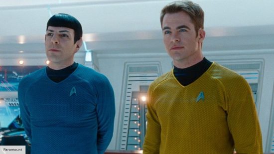 Zachary Quinto as Spock and Chris Pine as Kirk in Star Trek