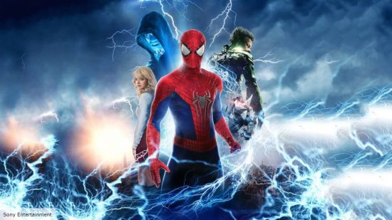 Andrew Garfield, Emma Stone, Jamie Foxx, and Dane DeHaan in The Amazing Spider-Man 2 cast