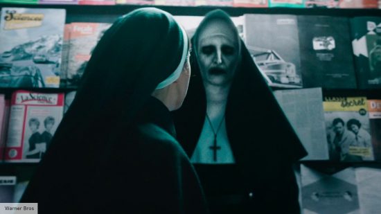 How to watch The Nun 2: Valak and Sister Irene by a news stand in France in The Nun 2